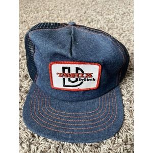 Vintage 80s Tamrock Driltech Construction Denim USA Trucker Snapback VTG NWOT